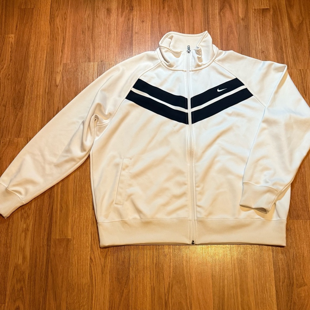 Nike Athletic Dept Track Jacket XXL White Black Chevron Full Zip Vintage Y2K